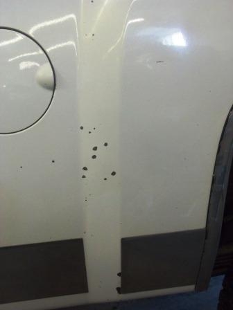 White truck, chipped before